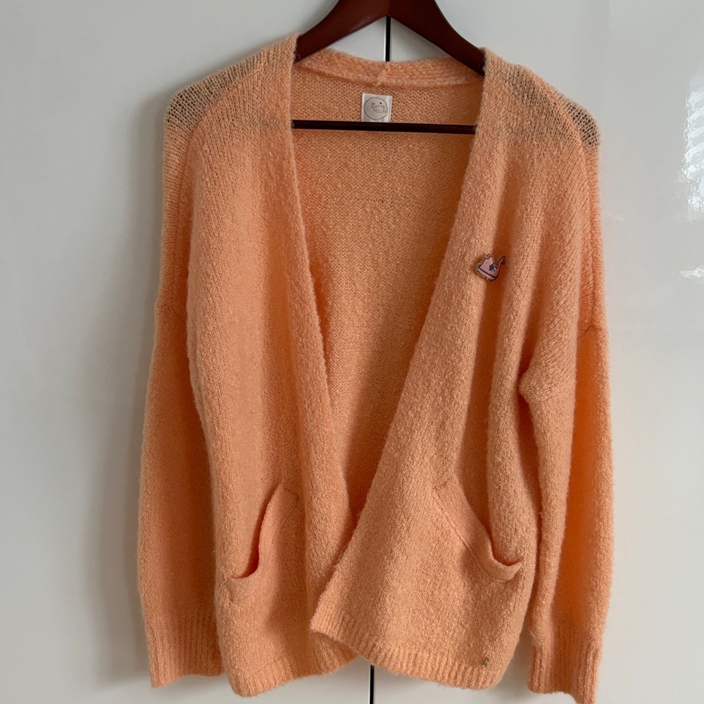 Des Petits Hauts Arouli  Peach Open-Front Cardigan